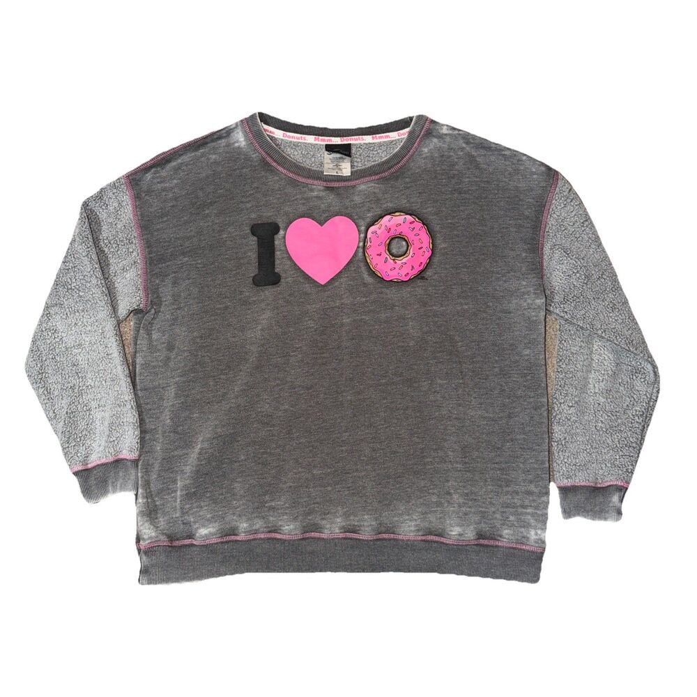 Universal Studios The Simpsons I Love Donuts Women's Sweatshirt Size X-Large NWT